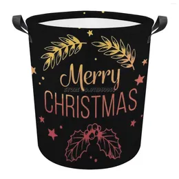 Laundry Bags Christmas Skateboarding Santa Merry Foldable Basket Art Waterproof Children's Toy Tunic Dirty Clothes B