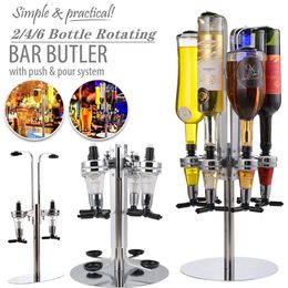 2Bottle Liquor Dispenser Rotatable Bar Tool Alcohol Drink Bottle Wine Rack 26 Head Rotating Beverage 240510