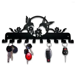Hooks Key Holder For Wall Mount Rack Storage WITH 10 Decor Black Art Metal Hanger Hat And Clothes Hanging