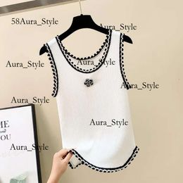 Chanells Anagram Embroidered Women Tanks Camis Cotton-Blend Chanells Tank Tops Two C Letters Designer Chanells Skirts Yoga Suit CHANNEL Dress Bra Vest Ladies 984