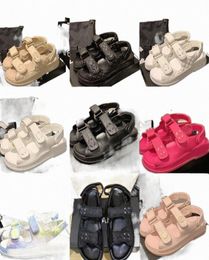 3540 US49 Women Ladies Calfskin Dad Sandals Quilted Summer Shoes Platform Flats Low Heel Wedge Diamond Buckle Sandal Slip On Ank6071187