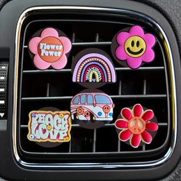 Vehicles Accessories Theme Of Peace 2 16 Cartoon Car Air Vent Clip Clips For Office Home Outlet Per Decorative Freshener Square Head D Otijh