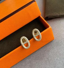 Luxury H Brand Classic Stud Earrings with Shining Crystal Diamond Charm Fashion OL Engagement Ear Rings Designer Earring Wedding J1610981