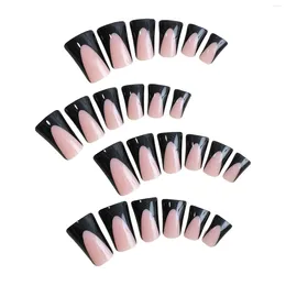 False Nails French Black Fake Nail For Girls Duckbill Style Personality Removable Artificial Women And Manicure