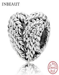 Style New Cute 925 Sterling Silver Natural Mark Beads,Autumn Harvest Wheat Heart fit Bracelet Charms Jewelry7738967