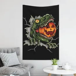 Tapestries Halloween Dino Pumpkin Tapestry Home Decor Skin-Friendly Surroundings With Non-Fading Bedside Decorate Picnic Cloth