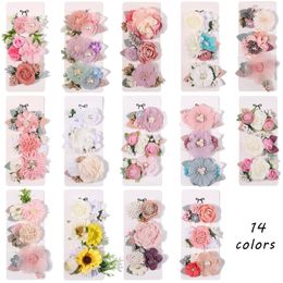 Baby Kids Hair Clips Barrettes Pink Flower Princess Barrette Cute Exquisite Hairpins Clippers Girls headwear Hair Accessories 3pcs/set YL2657