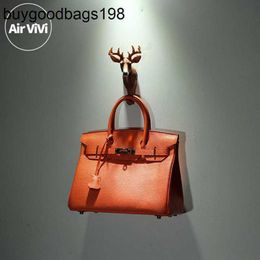 Tote Bag Designer Womens Handbags Bk Airvivi Man Customised 2024 Springsummer New Top Layer Cowhide Leather Orange Platinum European and American Style