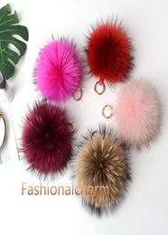 15cm6quot Large Real Raccoon Fur Ball Pompom Charm KeyChain Keyring Accessories Phone Purse Handbag Tassels1923805