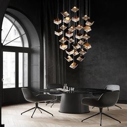 Modern cubic design villa pendant lights Nordic living room el lobby restaurant bar interior decoration 240513