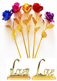 Fashion Gold Foil Plated Rose Artificial Long Stem Flower Creative Gifts for Lover Wedding Christmas Valentines Mothers Day Home D4790432