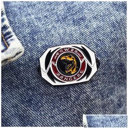 Pins Brooches Pins Brooches Mighty Morphin Power Rangers Metal Cartoon Brooch Backpack Interesting Enamel Hat Bag Decorate Badges Dro Dhos3