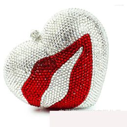 Evening Bags Heart-shaped Lips Bag Diamond Women Clutch Wedding Party Bridal Crystal Handbags Purse