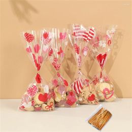 Gift Wrap 50Pcs Wedding Bags Love Red Heart Chocolate Candy Pouch Decoration Packaging Supplies