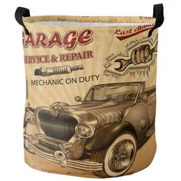 Laundry Bags Alphabet Car Machinery Vintage Retro Dirty Basket Foldable Home Organiser Clothing Kids Toy Storage