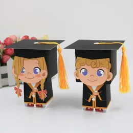 Gift Wrap 10pcs Paper Craft Graduation Candy Box Cartoon Girl And Boy Bachelor Hat Cap DIY European Doctoral Boxes