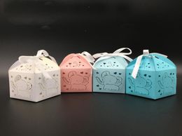 50pcs Elephant Laser Cut Hollow Carriage Favours Box Gifts Candy Boxes With Ribbon Baby Shower Wedding Event Party Supplies8697127