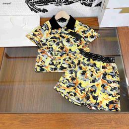 Top tracksuits Golden pattern baby T-shirt set kids designer clothes Size 100-160 CM two-piece set POLO shirt and shorts 24Mar