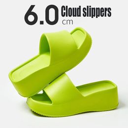 Women Fashion Slippers 6cm Wedge Heel Outdoor Indoor Slides Eva Soft Flip Flops Thick Sole Anti-Slip Sandals for Girls 240504