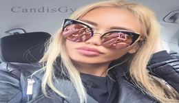 Sunglasses CandisGY Round Oversized Stylish Female Brand Designer Pink Mirror Cateye Women Party Vintage Lady Sun Glasses1866263