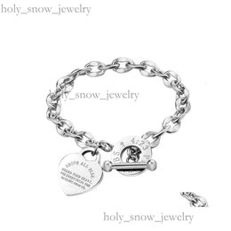 Tiffanyjewelry Designer Bracelet Tiffanyjewelry Gold Link Chain Fashion Lover Heart Pendant Link Bracelets Rose Gold Colour Stainless Steel Bracelet 109