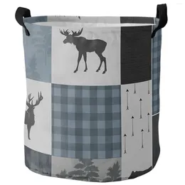 Laundry Bags Vintage Country Style Bear Woods Foldable Basket Kid Toy Storage Waterproof Room Dirty Clothing Organizer