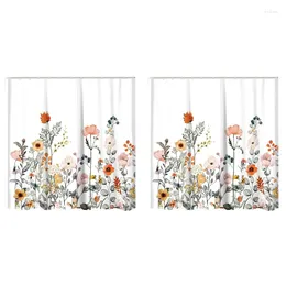 Shower Curtains A50I 2Pcs Floral Curtain With 24 Hooks Watercolor Botanical Flowers Decorative Bath Modern Bathroom