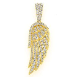 Stylish Fashion Angel Wing Feather GIA Certified 10K 14K Yellow Gold Real Diamond Pendant Hip Hop Jewelry For Men And Women