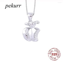 Pendants Pekurr 925 Sterling Silver Zircon Love Letter Apple Necklace For Women Creative Crystal Kids Fashion Jewelry