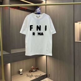 Fendishirt Designer Luxury Classic Trendy Brand Loose Fitting Summer Casual 2024 New Letter Printed Round Neck Pure Cotton Trend T-Shirt Short Sleeved 8392