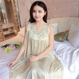 Women's Sleepwear Plus Size XXXXL Women Silk Chemise Long Nightie Nightwear Lingerie Nightdress Dress Champagne Nightgowns Wedding Bride