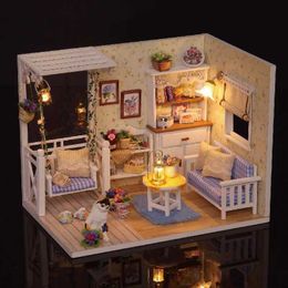 Architecture/DIY House Kitten Mini Doll House Mini Model Building Kit Assembled House Home Kit Creative Room Bedroom Decoration with Furniture DIY Ha