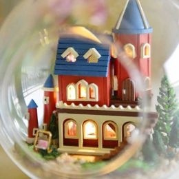 Architecture/DIY House DIY Glass Ball Doll House Model Building Wooden Mini Handmade Miniature Dollhouse Toy Birthday Greative Gift Alice Dream Castle