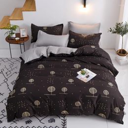 Bedding Sets BBSET 4PCS Oversized Duvet Cover Set Simple Aloe Cotton Brushed Printing Summer Plants And Flowers Pattern 2024