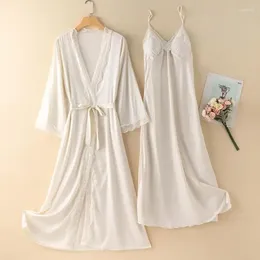 Home Clothing Bride Kimono Robe Gown Sleep Suit Women Sleepwear Chemise Nightgown Set Sexy Bathrobe Lace Wedding Nightwear Satin Loungewear