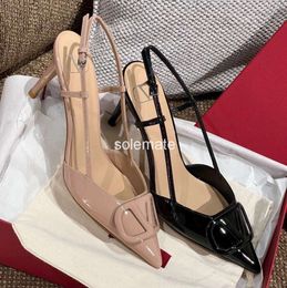 Sandals Designer Women High Heels Pointed Shoes 4cm 6cm 8cm 10cm Thin Nude Black Matte Genuine Leather Summer Luxury Brand Woman Sandal with Dust Bag 34-40