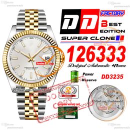 126333 DD3235 Date Automatic Mens Watch DDF Two Tone Yellow Gold Silver Stick Dial 904L JubileeSteel Bracelet 72H Power Reserv Super Edition Puretime PTRX