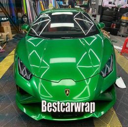 PET HD Ultra Gloss Metallic Fire Green Vinyl Car Wrap foil With Air bubble Low tack glue initial 3M quality 152x18m roll9322238