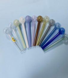 10cm Length Glass Oil Burner Smoking Pipe Mini Bubbler Bowl Wax Vaporizer 12 Colors For Option Pink Available2551699