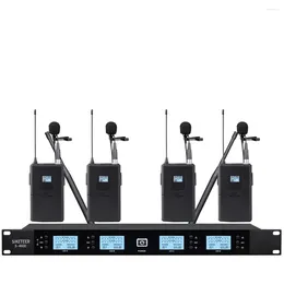 Microphones Wireless Microphone Lavalier Professional 4Ch UHF System For Karaoke KTV Live Stage Performance Teaching Conference