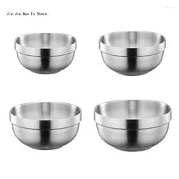 Bowls E8BD Double Layer Bowl Metal Serving Dishes Stainless Steel For Outdoor Use Dishwasher Safe Soup Kitchenwares