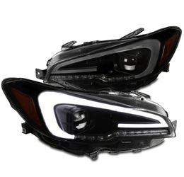 For 15-20 Subaru WRX STI LED Sequential Signal Projector Headlights Black/Smoke