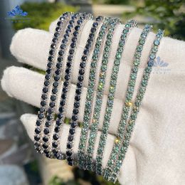 Wholesale Price 925 Silver Pass Diamond Tester Blue-green Black 2mm 3mm 4mm 5mm 6.5mm Moissanite Tennis Bracelet Necklace
