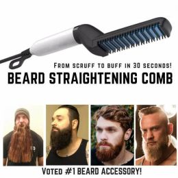 Blades Hair Straightener For Men Multifunctional Curling Electric Brush Beard Comb US