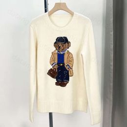 RL Designer Women Knits Bear Print Graphic Bear Sweater Ralp Laurens Sweater Pullover Embroidery Fashion Classics Knitted Sweaters Casual Harajuku Streetwear 916
