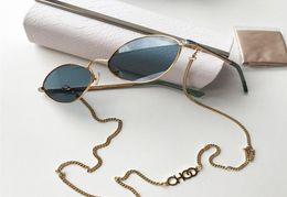 Fashion designer Sonny Sunglasses for women Metal vintage trend small frame chain glasses Glitter pigment arm design AntiUltravio8795530