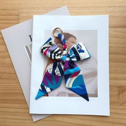 Silk Scarf bag Scarves Women New Print Handmade DIY butterfly bow knot Handle Bag Ribbons Brand Fashion Head Long Skinny Wholesale silk bandanas shoulder handbag US