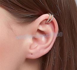 Double Layer Full Diamond Ear Cuff Hollow Out Copper No Hole Earrings European Women Punk Cshaped Gold Jewellery Clips Fashion Acce63377083