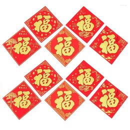 Window Stickers 10 Sheets Chinese Traditional Door Decor Sticker Office Self-Adhesive Party Year Home Festival