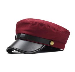 Women039s hat PU leather flat cap beret hats cotton wild breathable tongue octagonal caps female British leathers buckle3607530